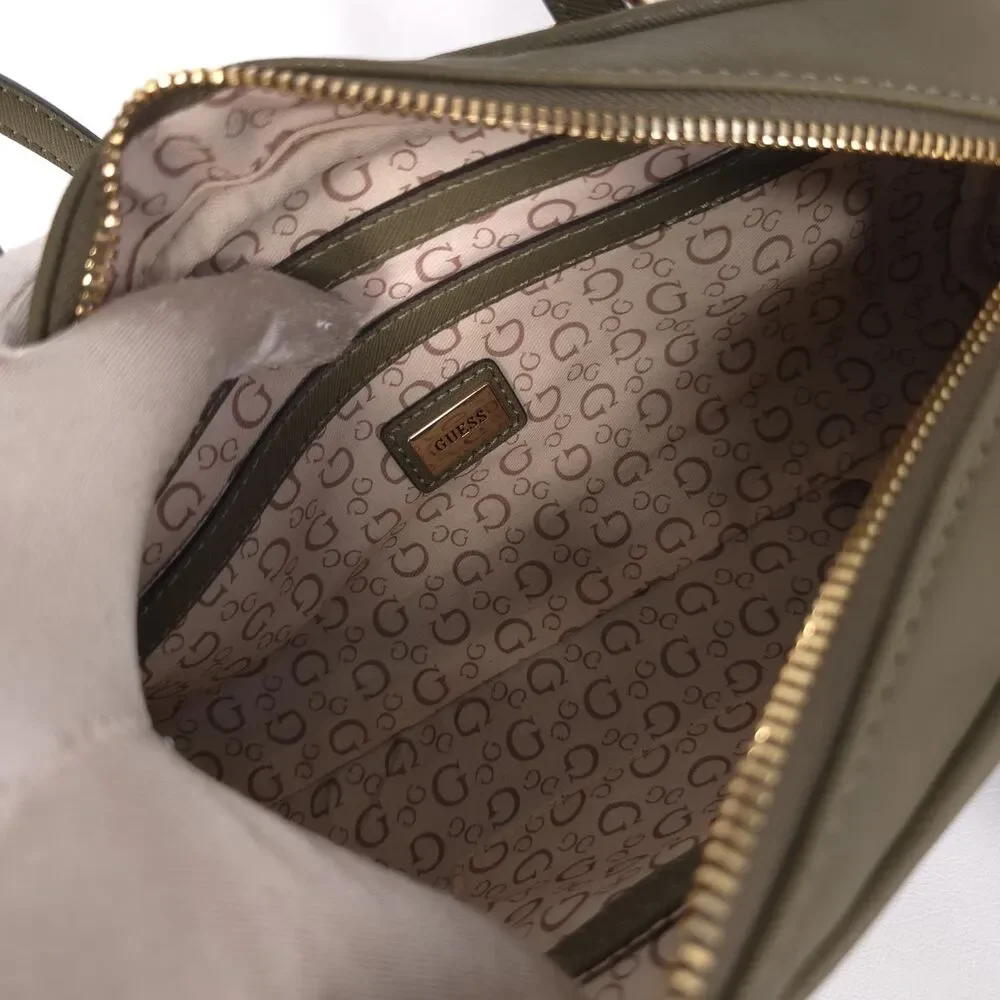 GUESS Womens New Zita Satchel Double Handle Shoulder Bag Olive Green SA731909